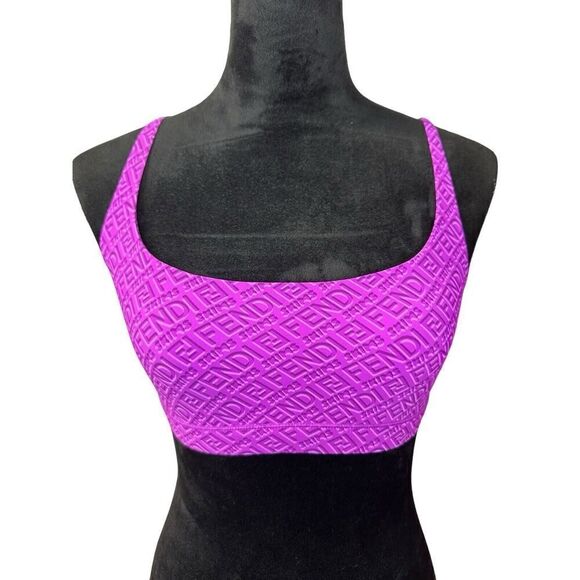 NWOT Fendi x Skims Square Neckline Sleeveless Crop Top Purple Small - Picture 4 of 12